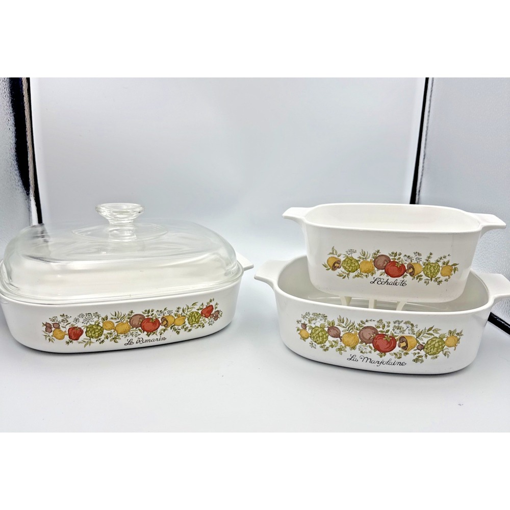 Spice of Life Corning Ware  Collectible Set A-1.5-B,‎ A-2-B, A-10-B/Lid 4 pieces
